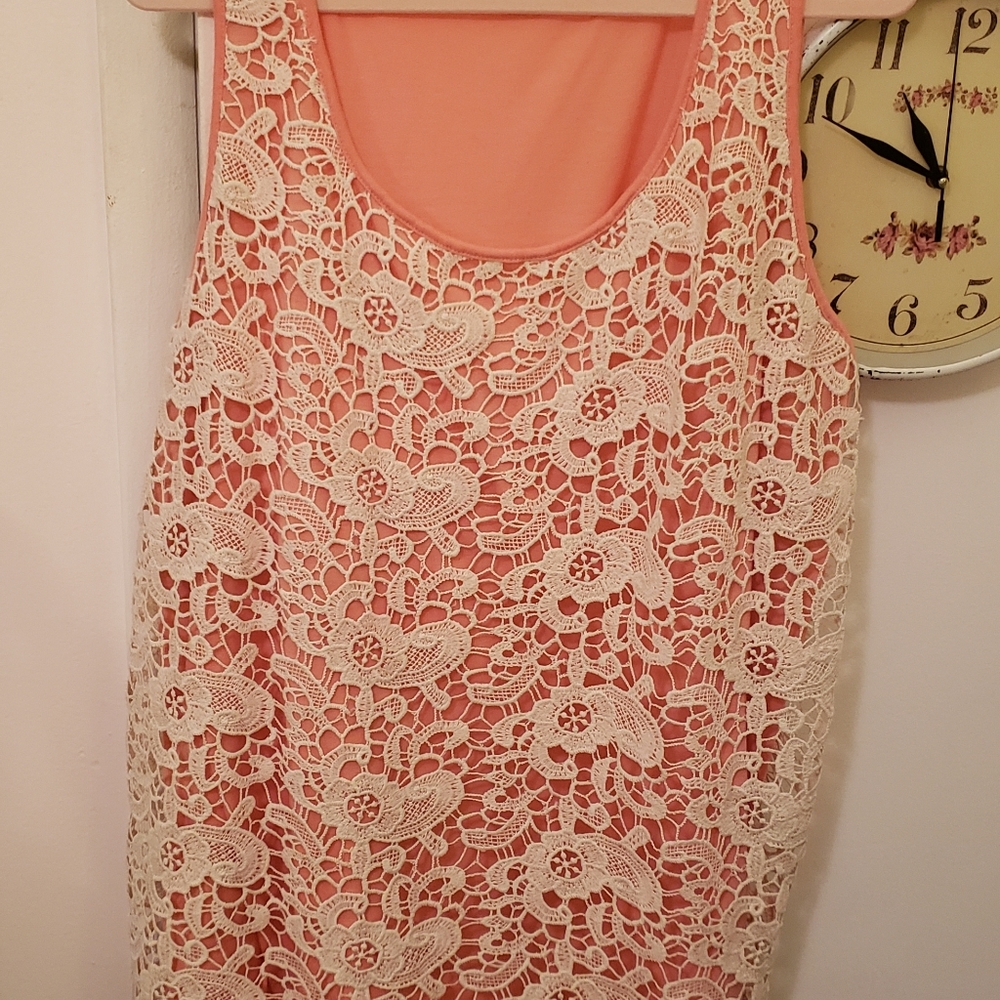 Cotton tank with beautiful lace front overlay